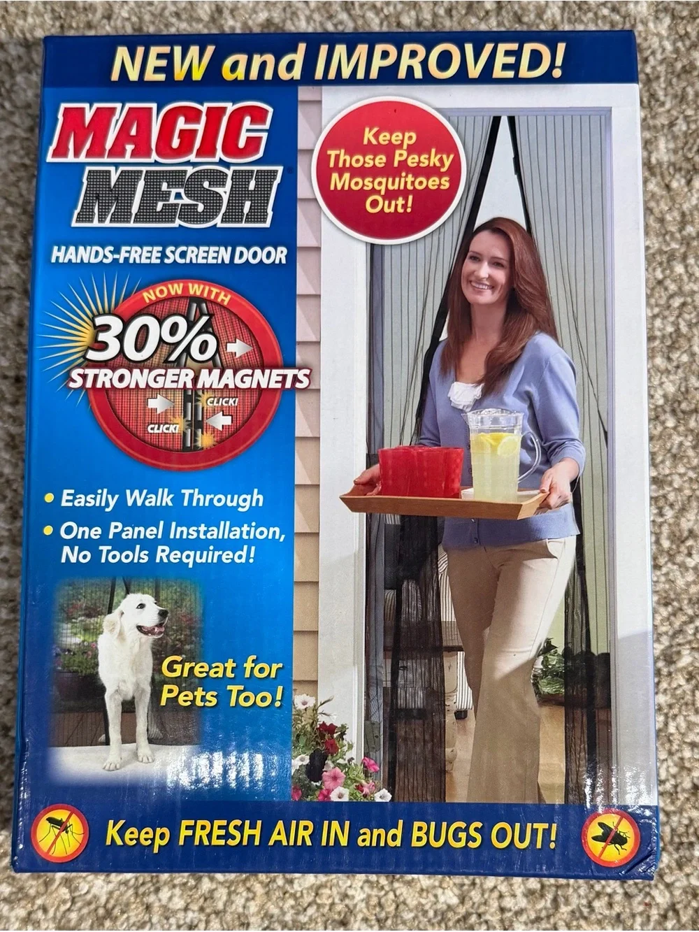 Magic Mesh Hands-Free Screen Door with Magnets, 83 in x 39 in, New in Box